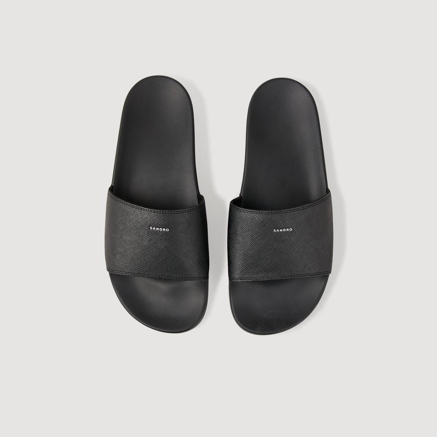 Claquette Safiano Sandals In Reconstituted Leather Black