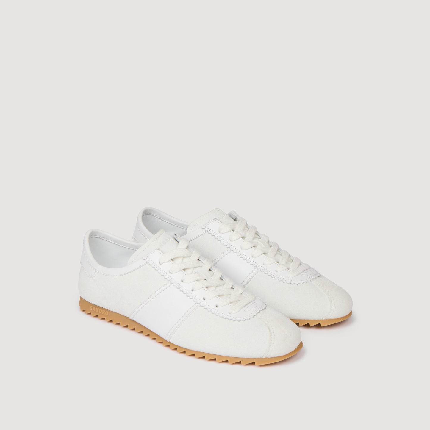 Soft Runner Leather And Suede Low-Top Trainers White