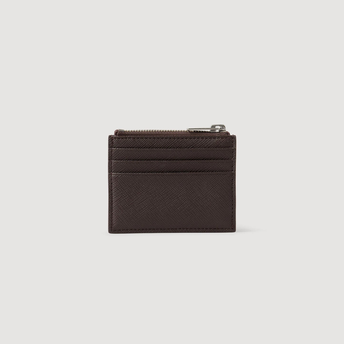 Zipper Synthetic Leather Cardholder Chocolate