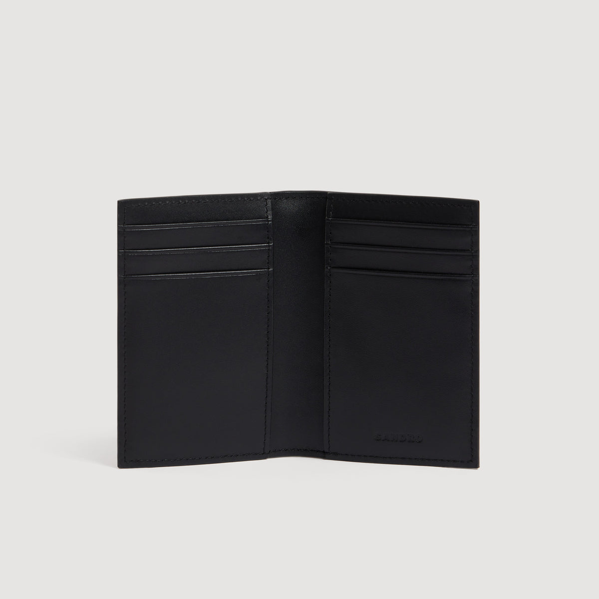 Folded Woven Braided leather card holder Black