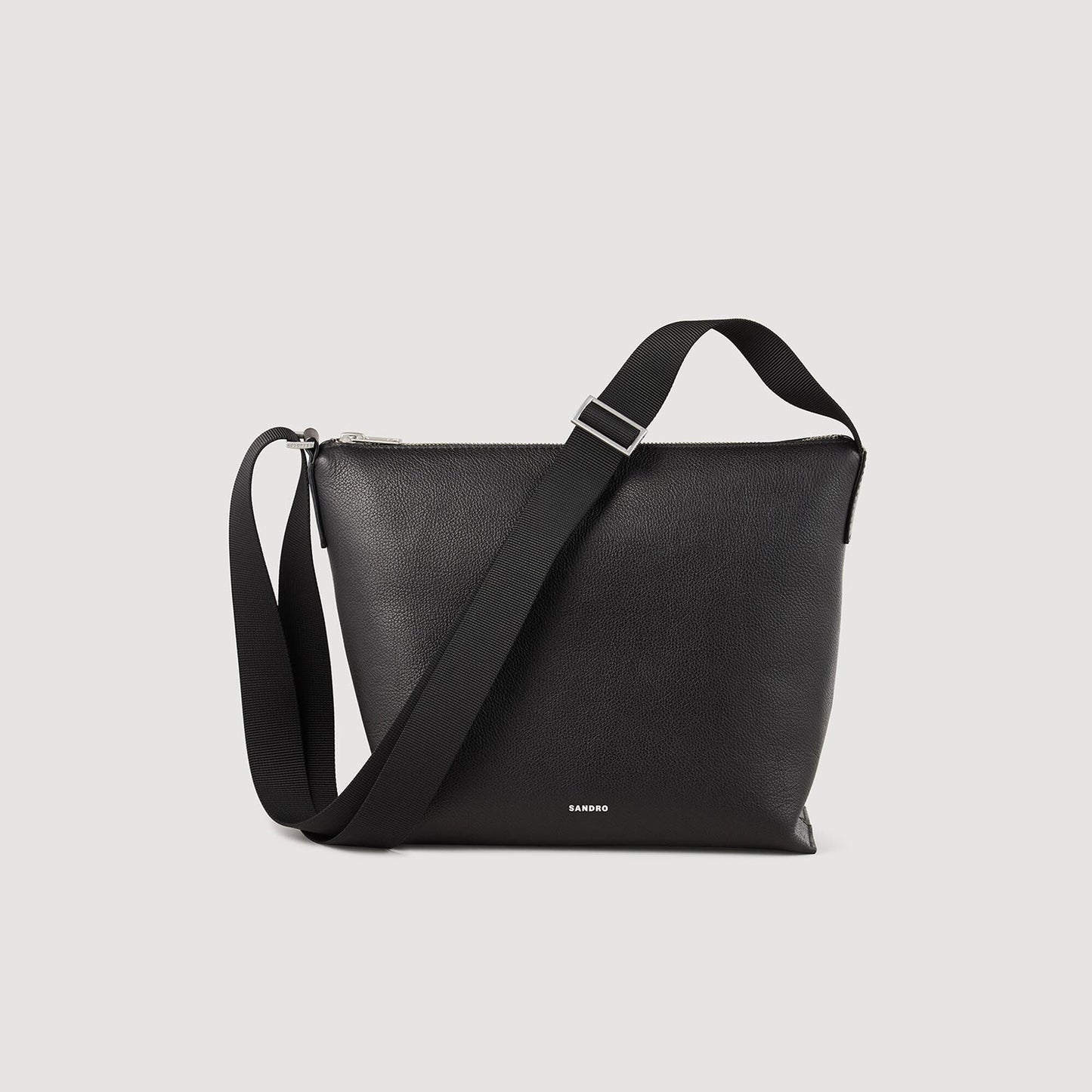 Grained Leather Satchel Black