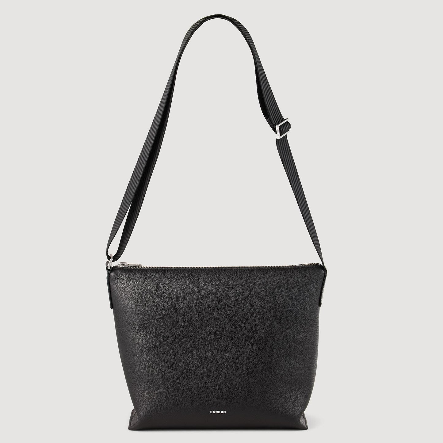 Grained Leather Satchel Black