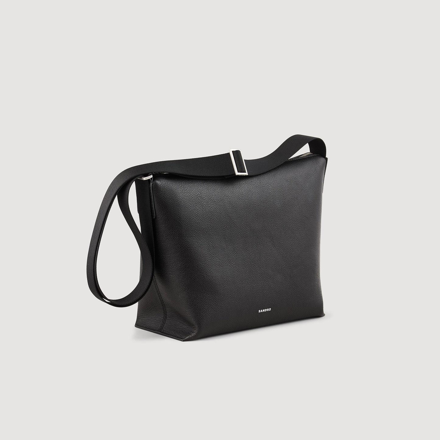 Grained Leather Satchel Black