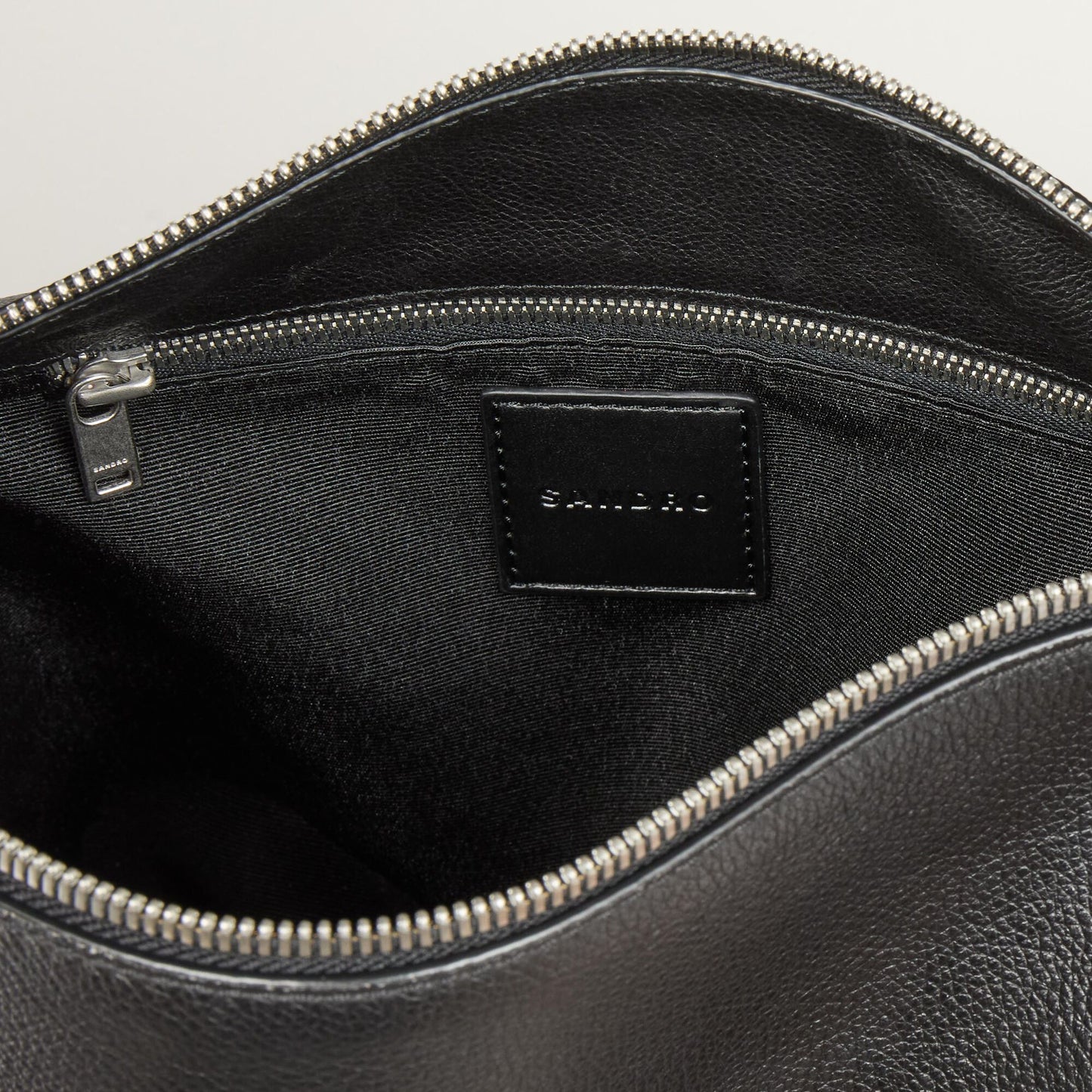 Grained Leather Satchel Black