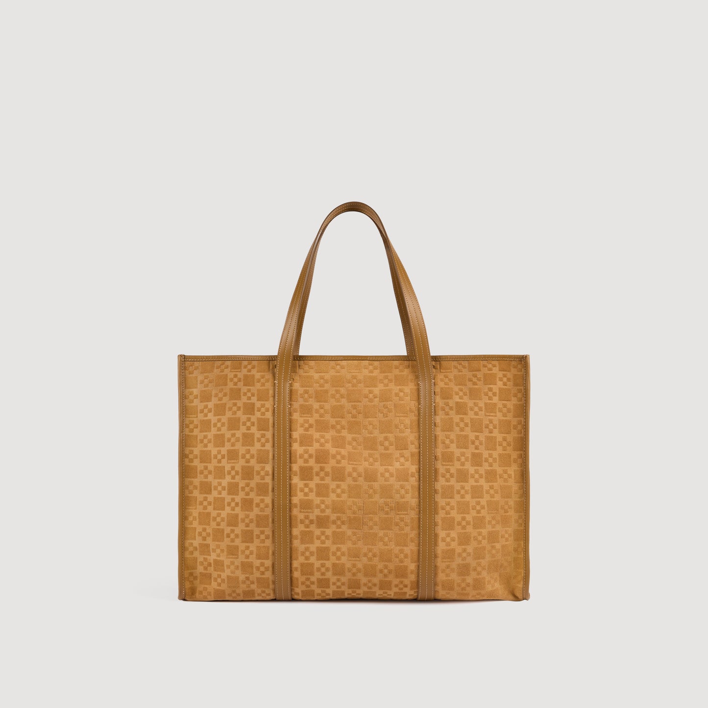 Tote Square Cross Suede Split Leather Shopping Bag Camel
