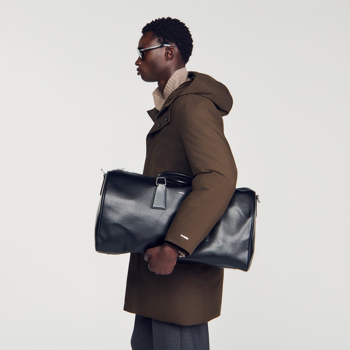 Weekender Regrain Grained leather weekend bag Black