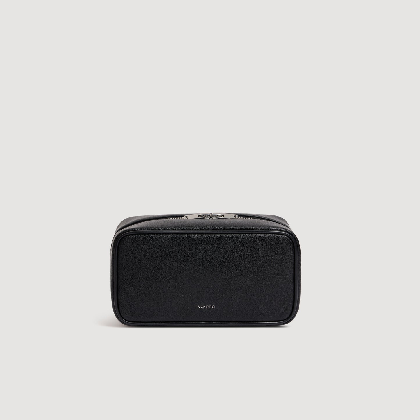Wash Regrain Leather toilet bag Black