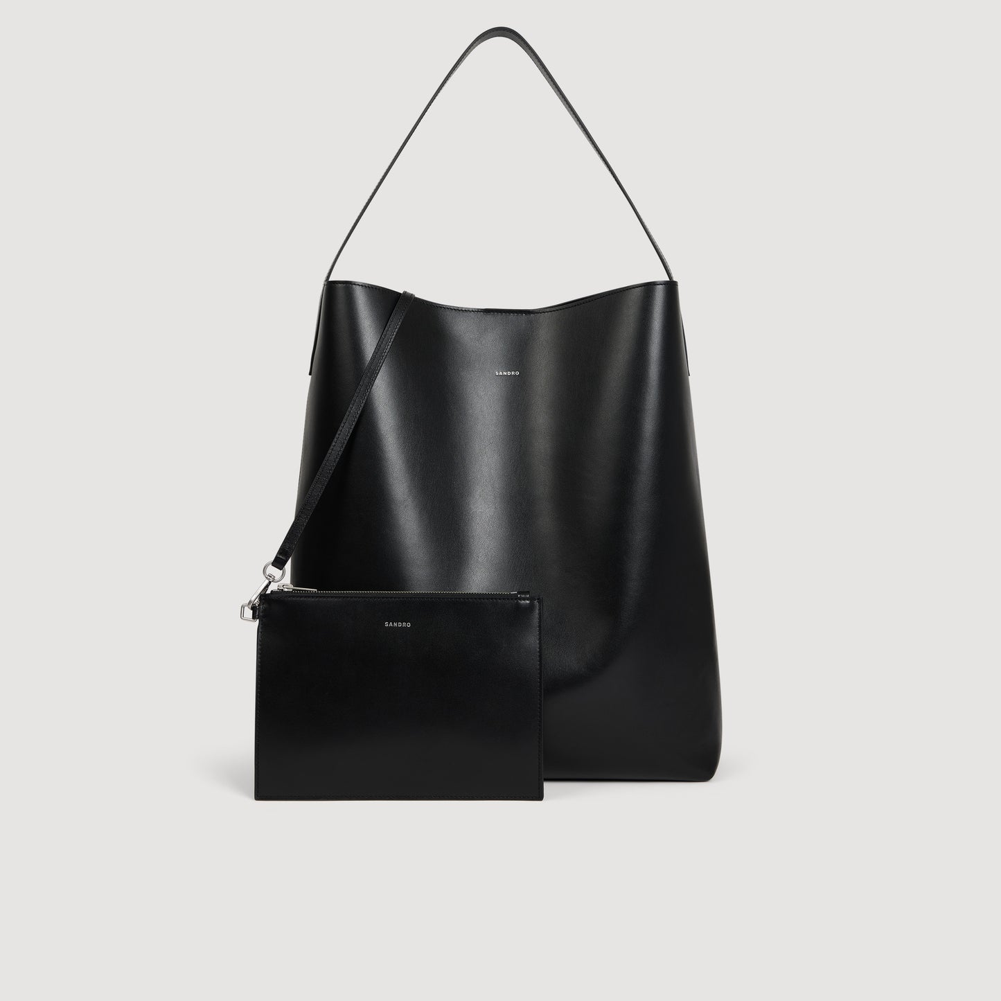 Soft Hobo Leather hobo bag with logo Black