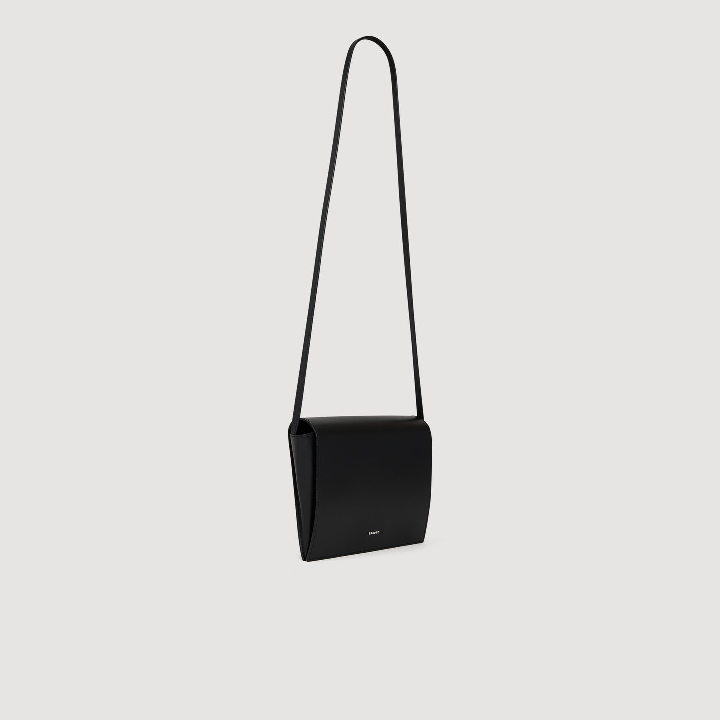 Triangle Bag Small leather bag with logo Black