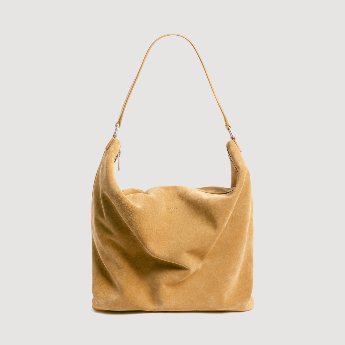 Soft Bag Small Suede Leather hobo bag with logo Camel