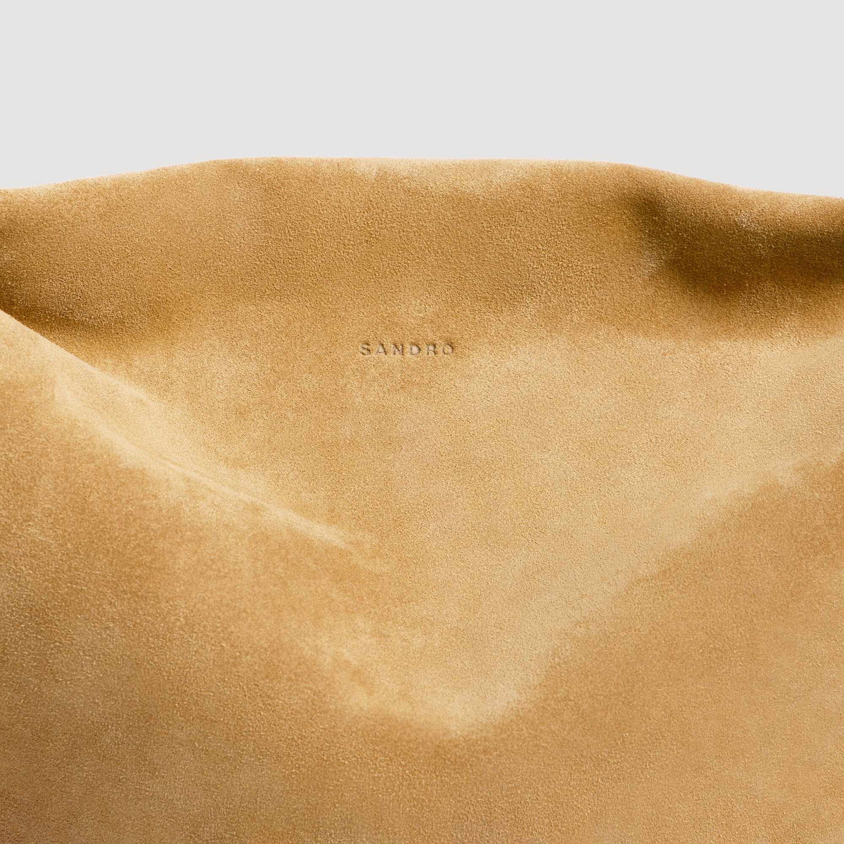 Soft Bag Small Suede Leather hobo bag with logo Camel