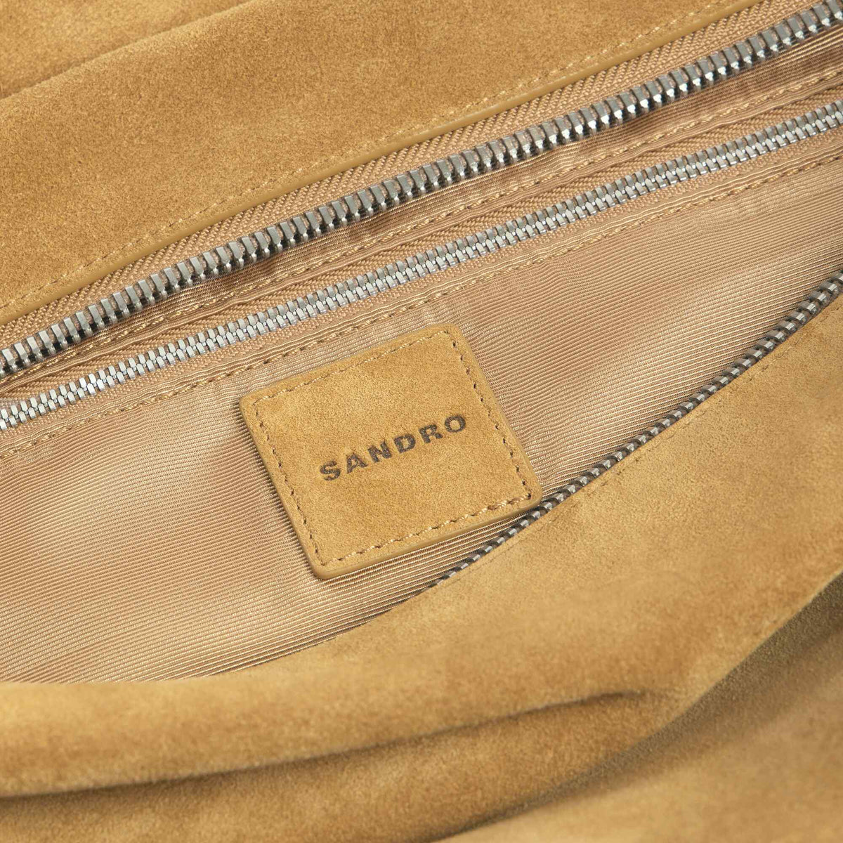 Soft Bag Small Suede Leather hobo bag with logo Camel