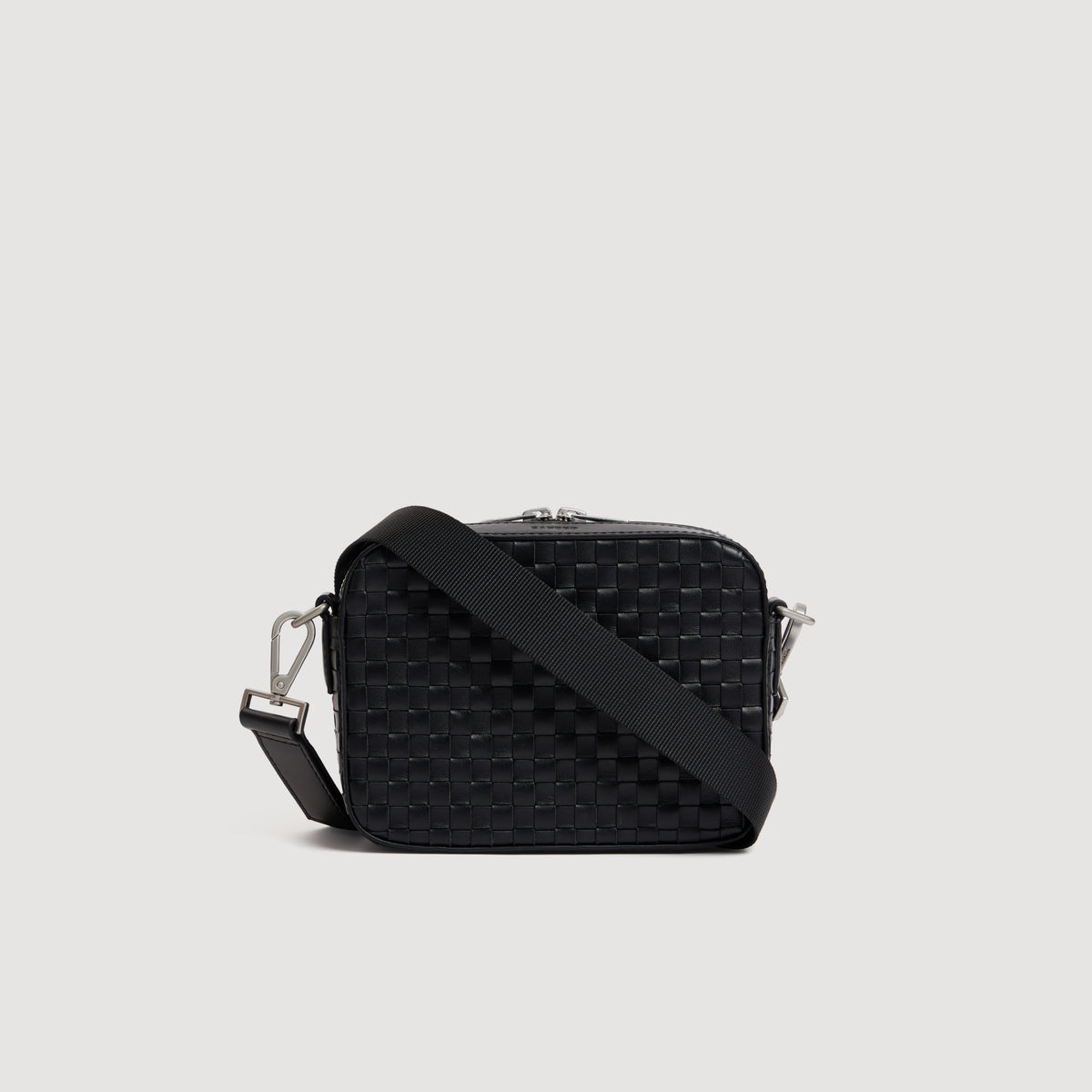 Minibag Hook Woven Small Saffiano leather bag Black