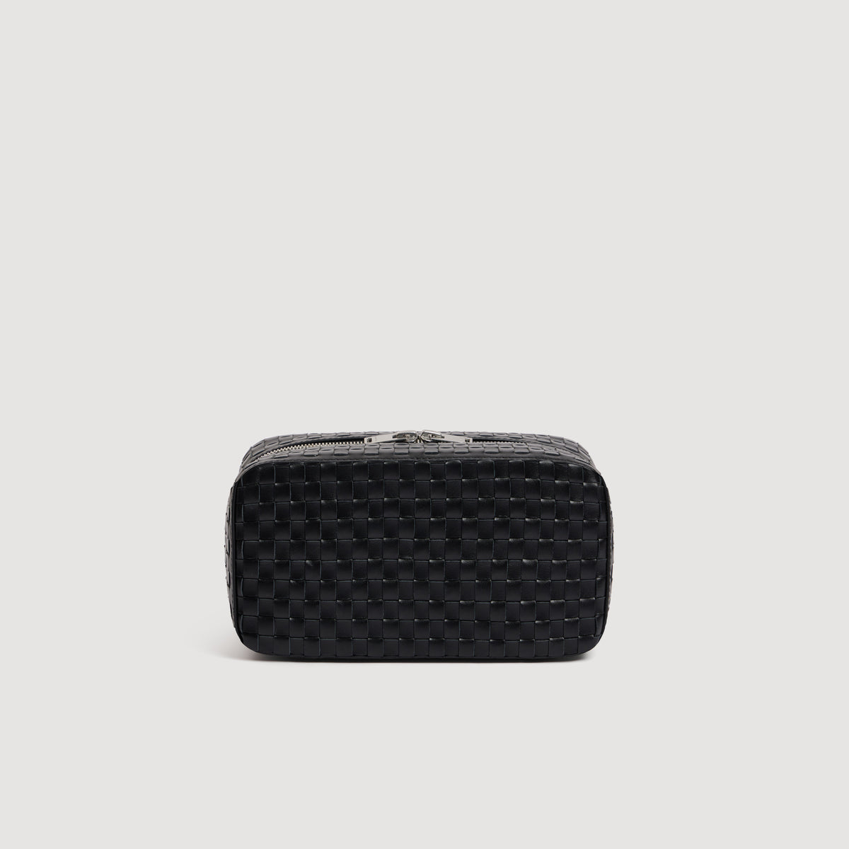 Washbag Woven Woven leather toilet bag Black