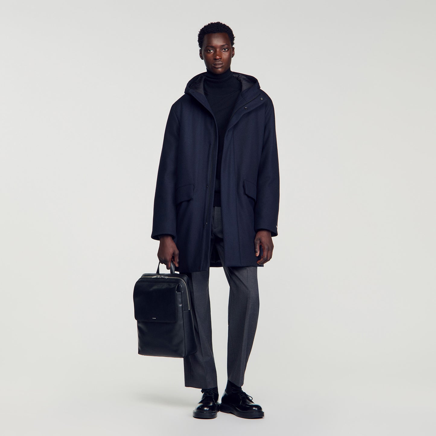 Backpack Vertical Regrain Reconstituted leather rucksack Black