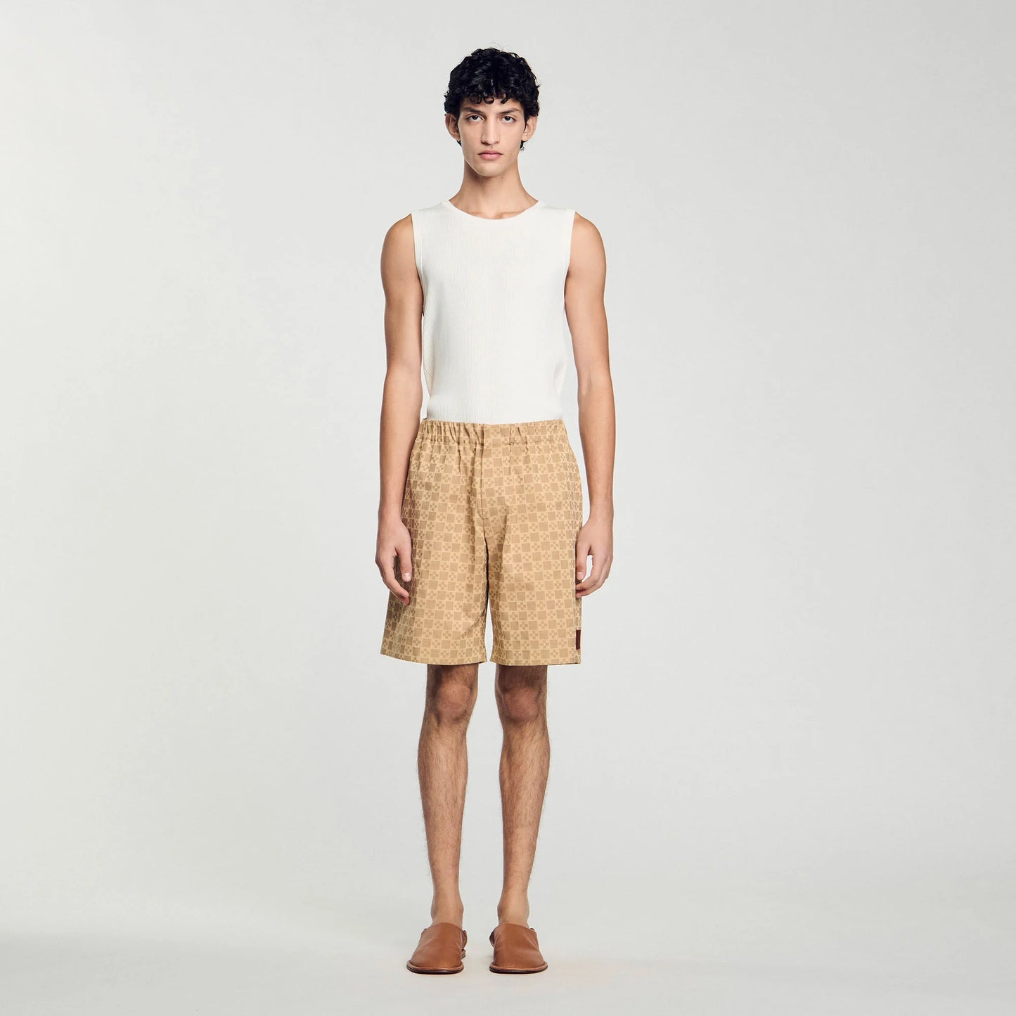 Cross Cotton Short Square Cross Jacquard Shorts Sand