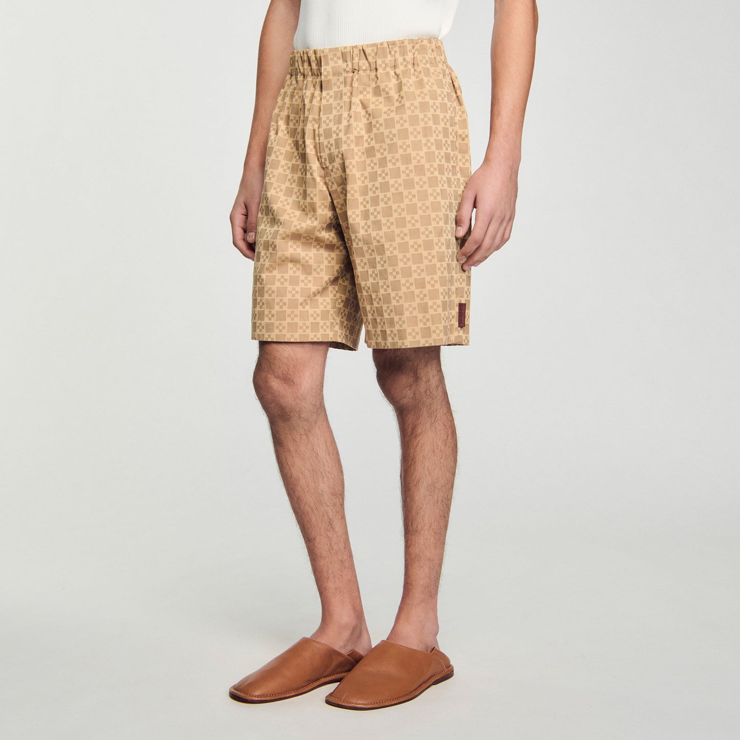 Cross Cotton Short Square Cross Jacquard Shorts Sand