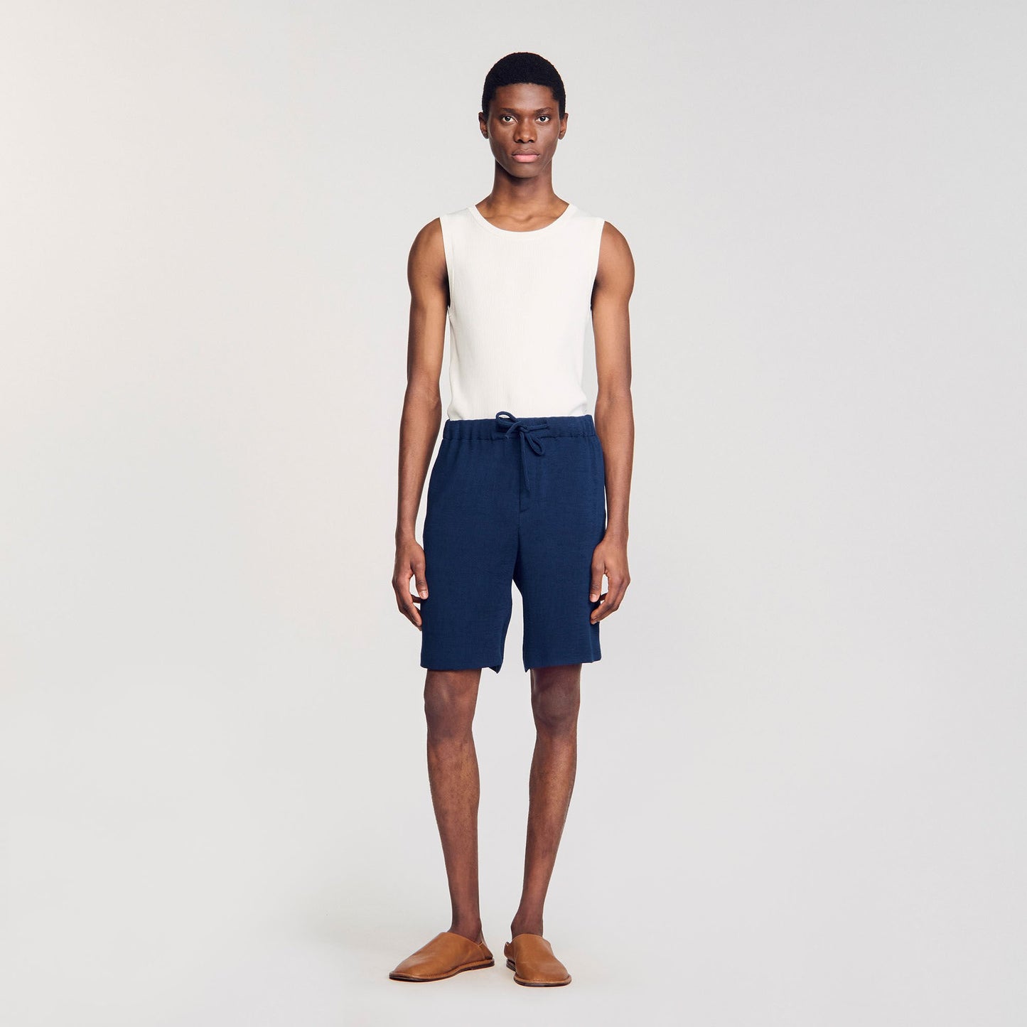 Micropleated Short Pleated Bermuda Shorts Royal Blue