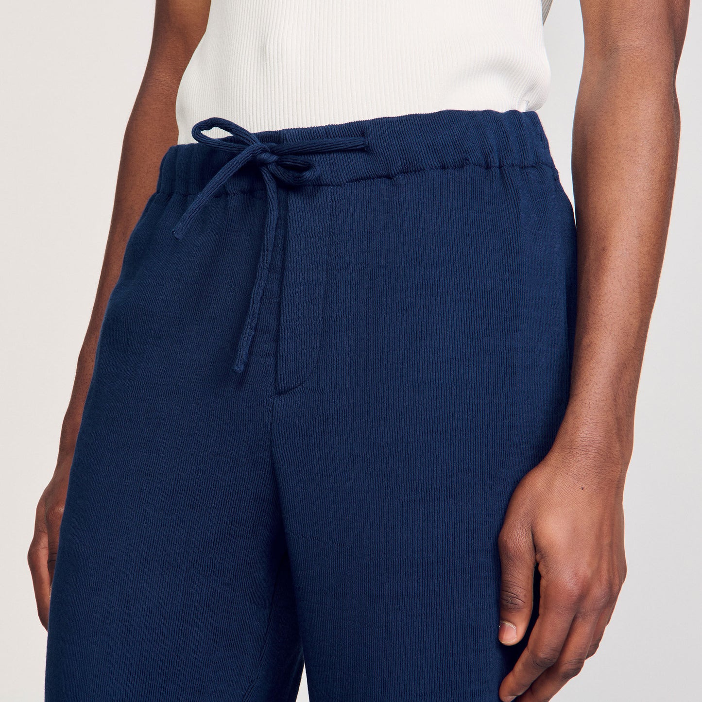 Micropleated Short Pleated Bermuda Shorts Royal Blue