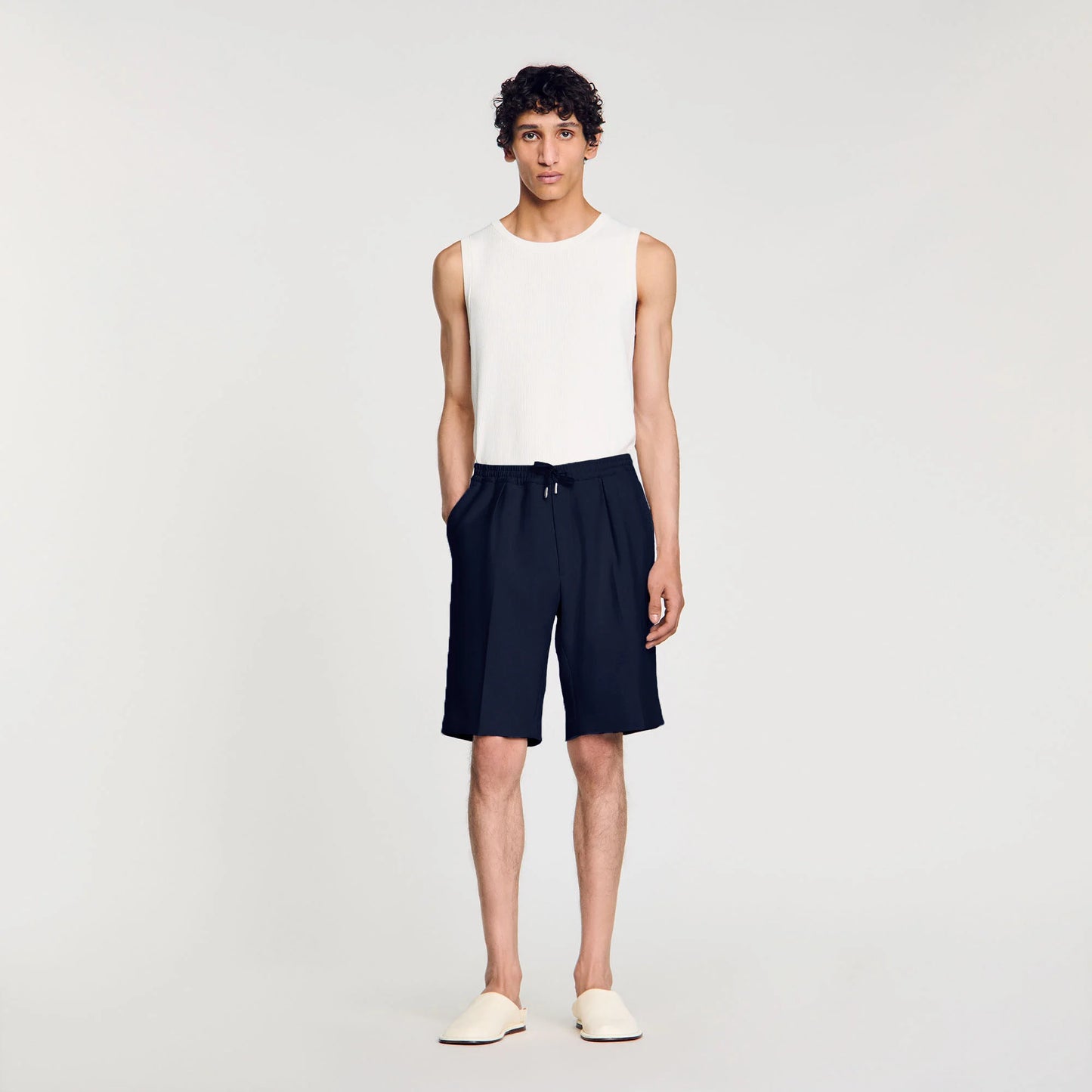 Short Jersey Pli Jersey Bermuda Shorts Navy Blue