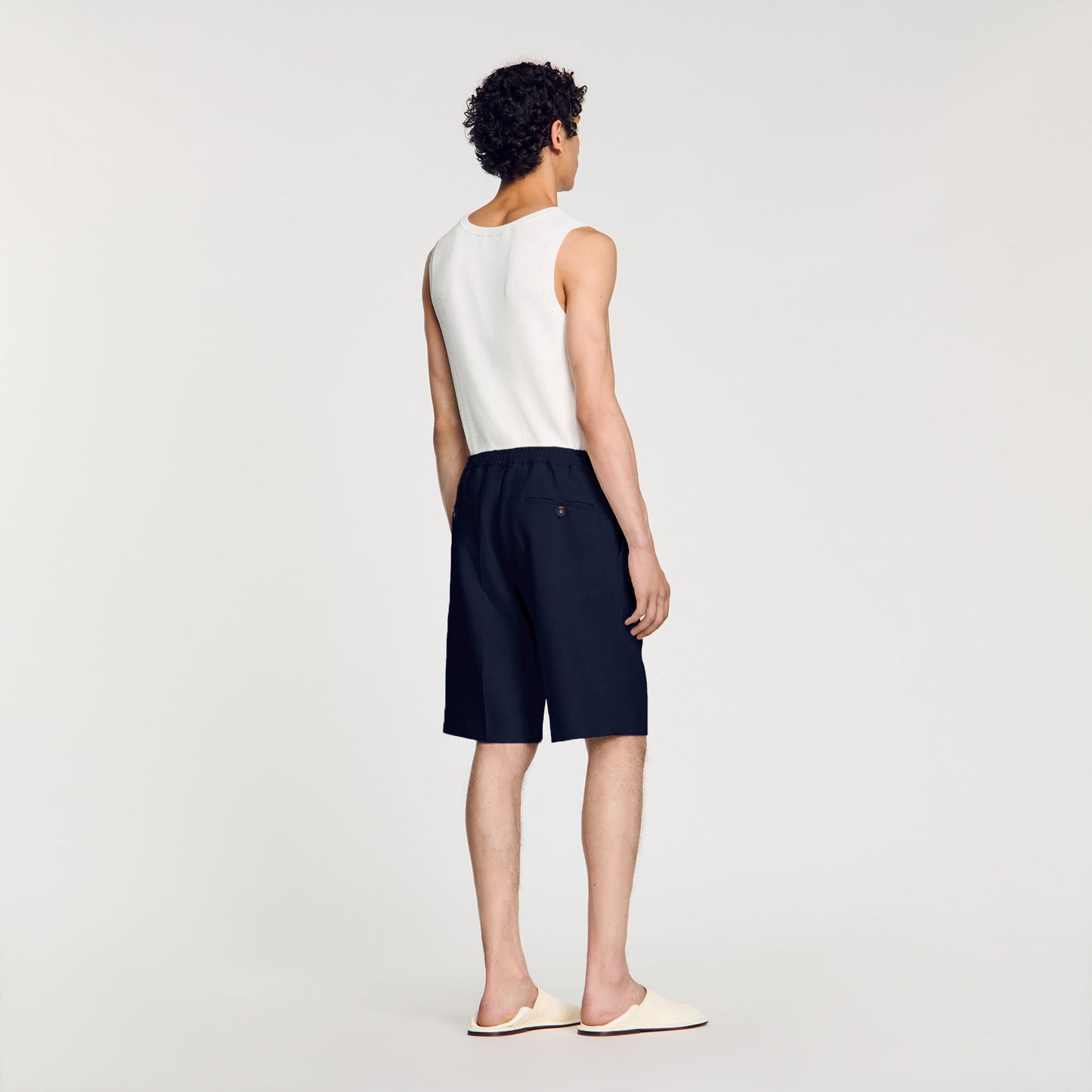 Short Jersey Pli Jersey Bermuda Shorts Navy Blue