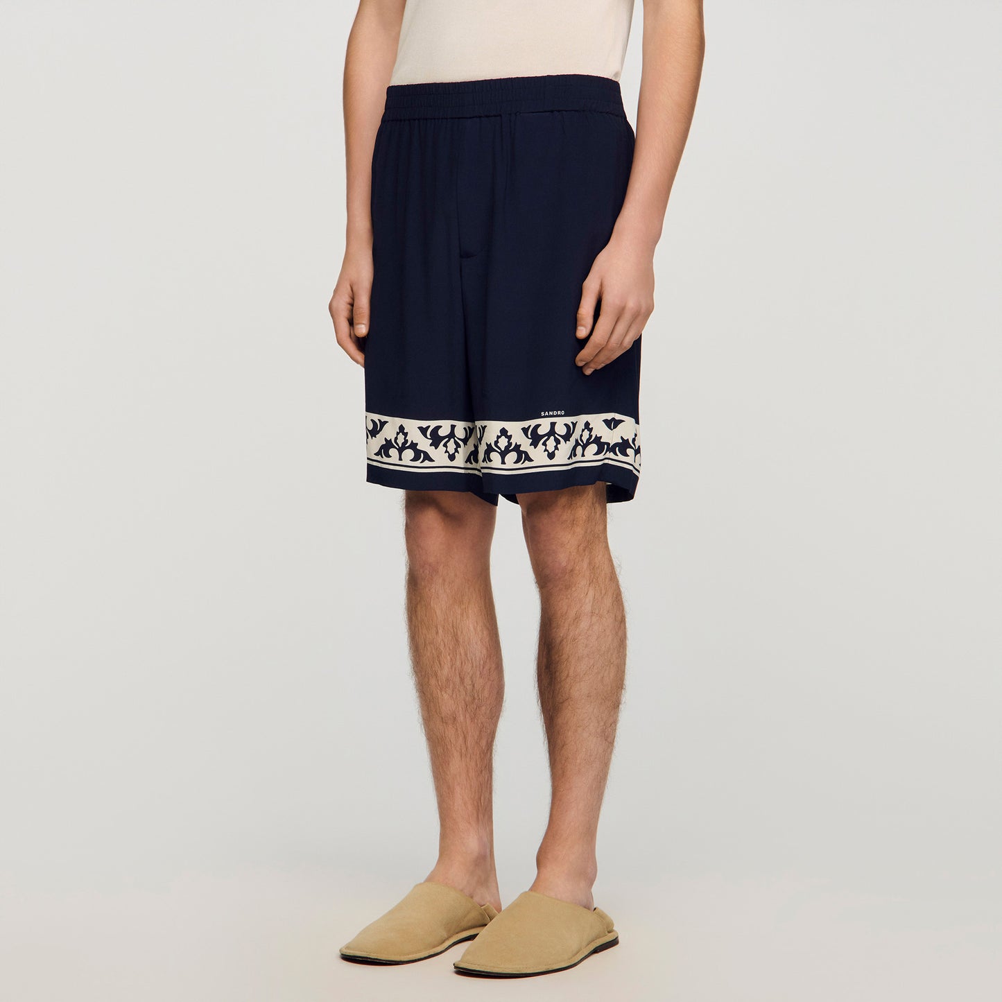 Amalfi Short Contrast Pattern Floaty Shorts Navy Blue