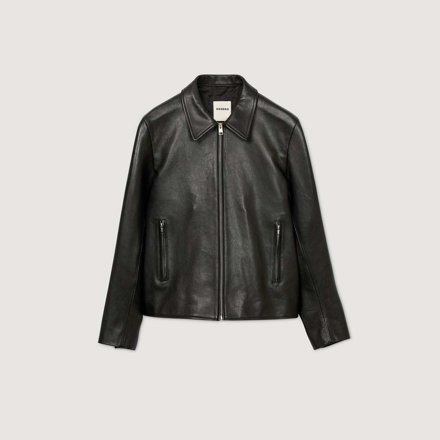 Zipper Goat Jacket Zip-Up Leather Jacket Black