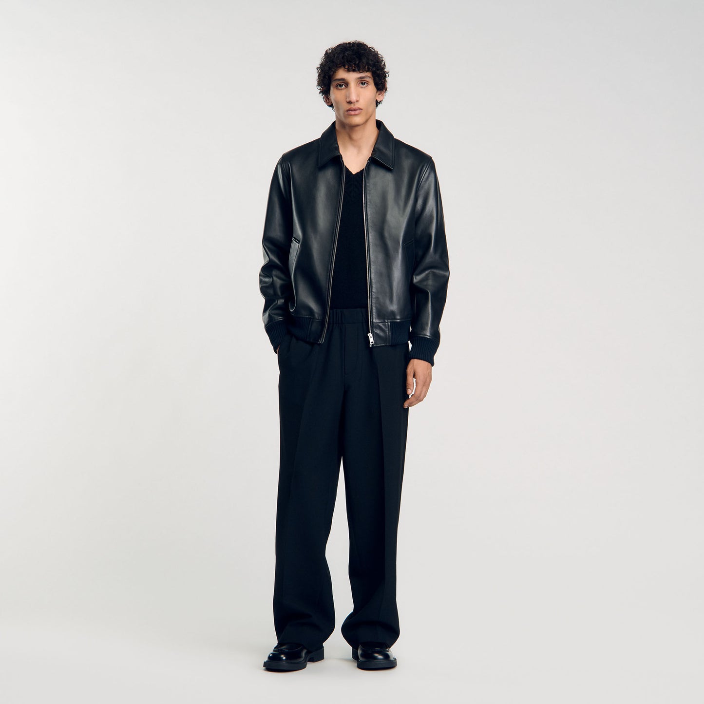 Plain Leather Jacket Black