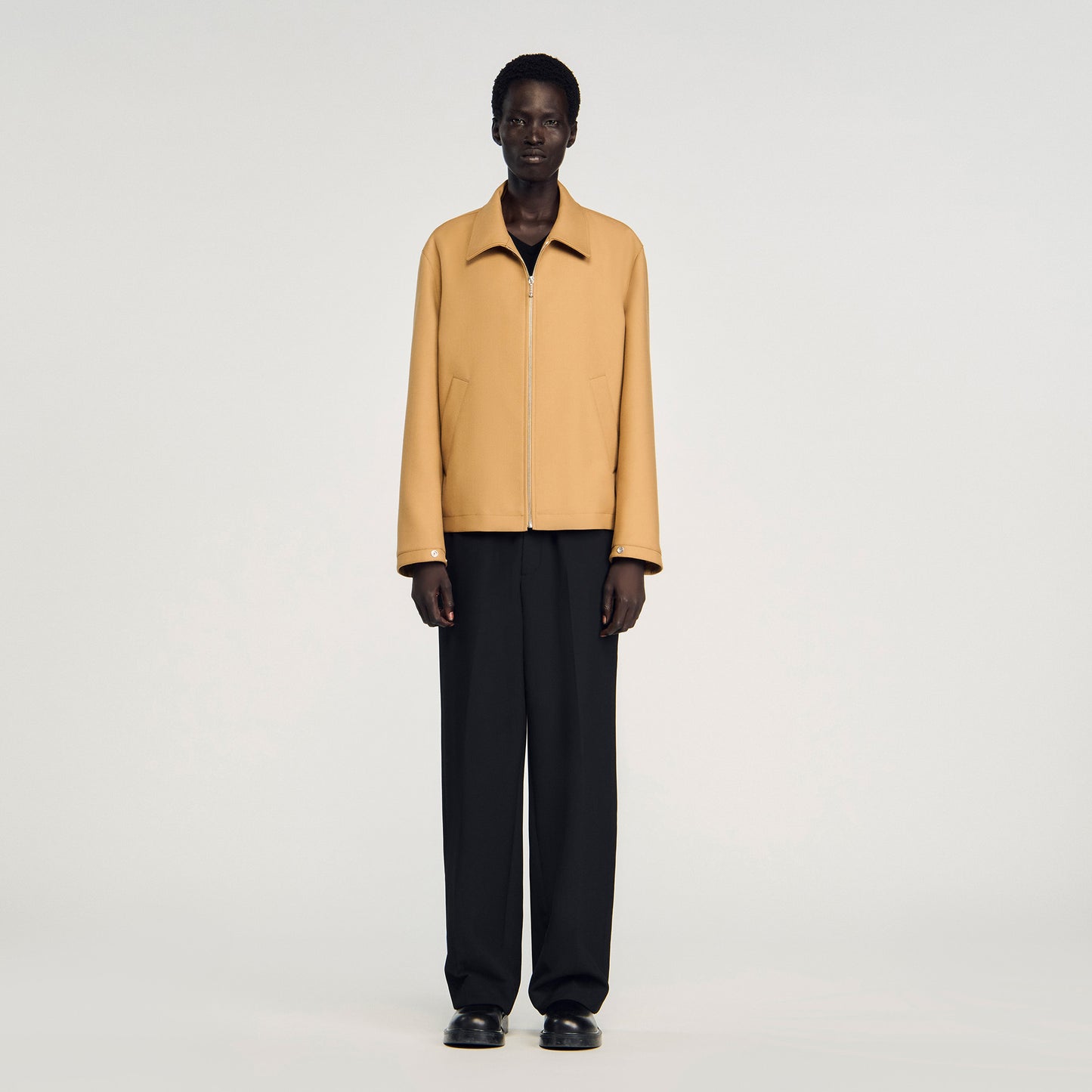 New Zipper Jacket Zip-Up Jacket Camel