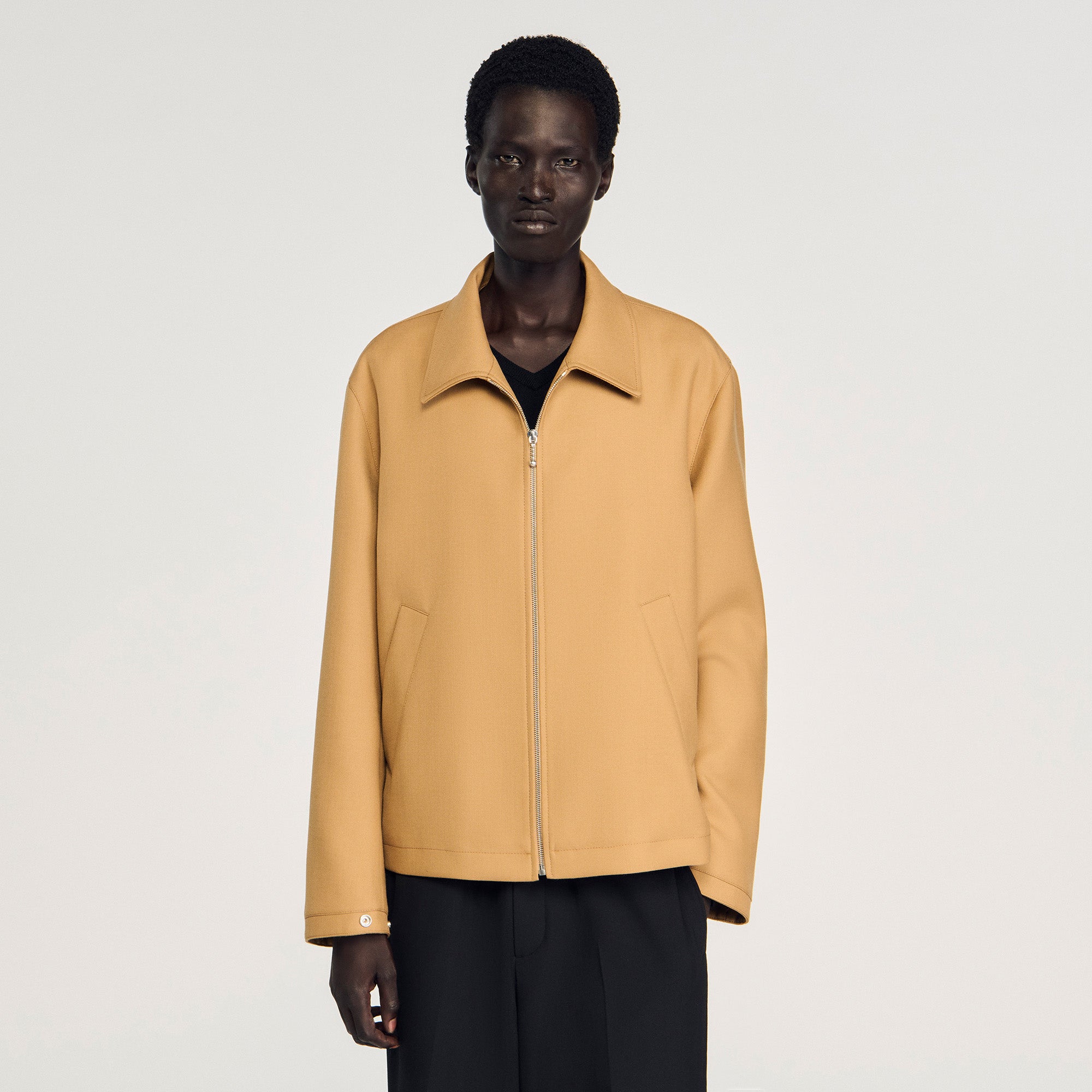 New Zipper Jacket Zip-Up Jacket Camel