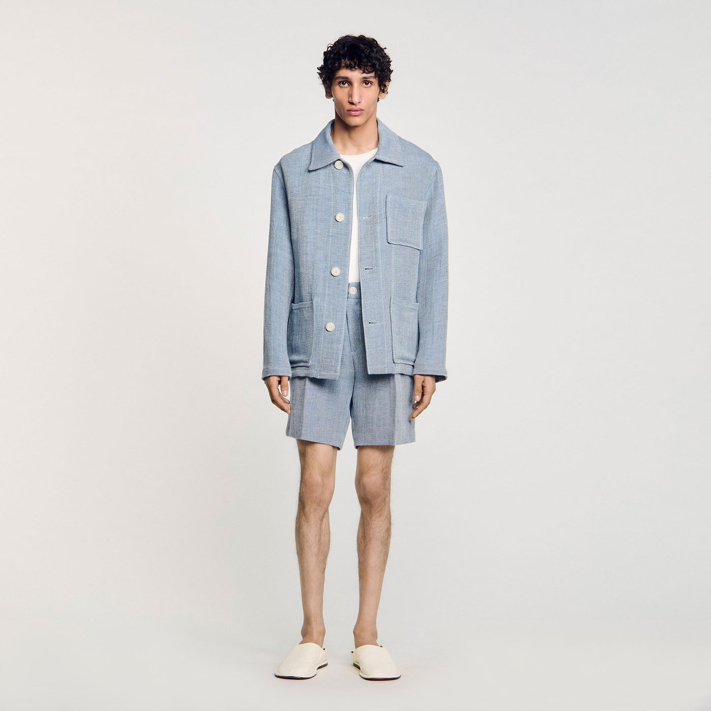 Worker Overshirt Linen Worker Jacket Chambray.