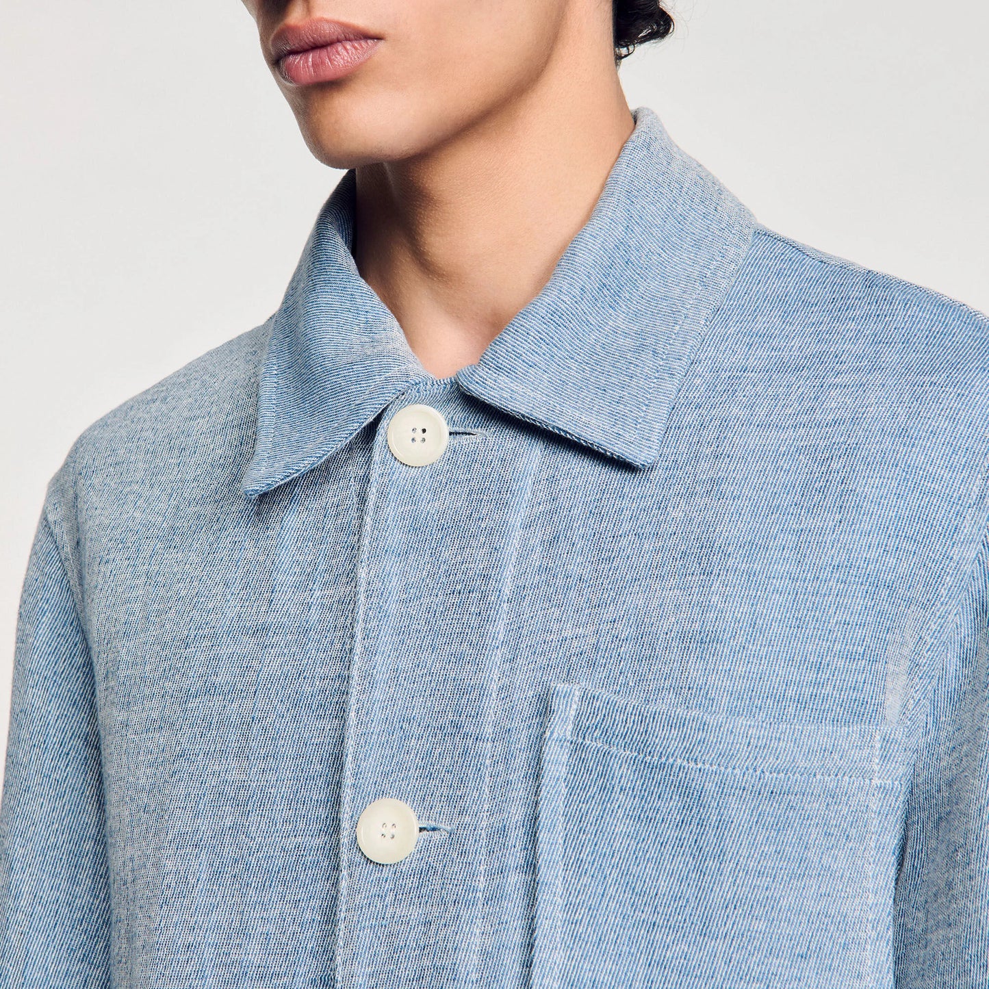 Worker Overshirt Linen Worker Jacket Chambray.