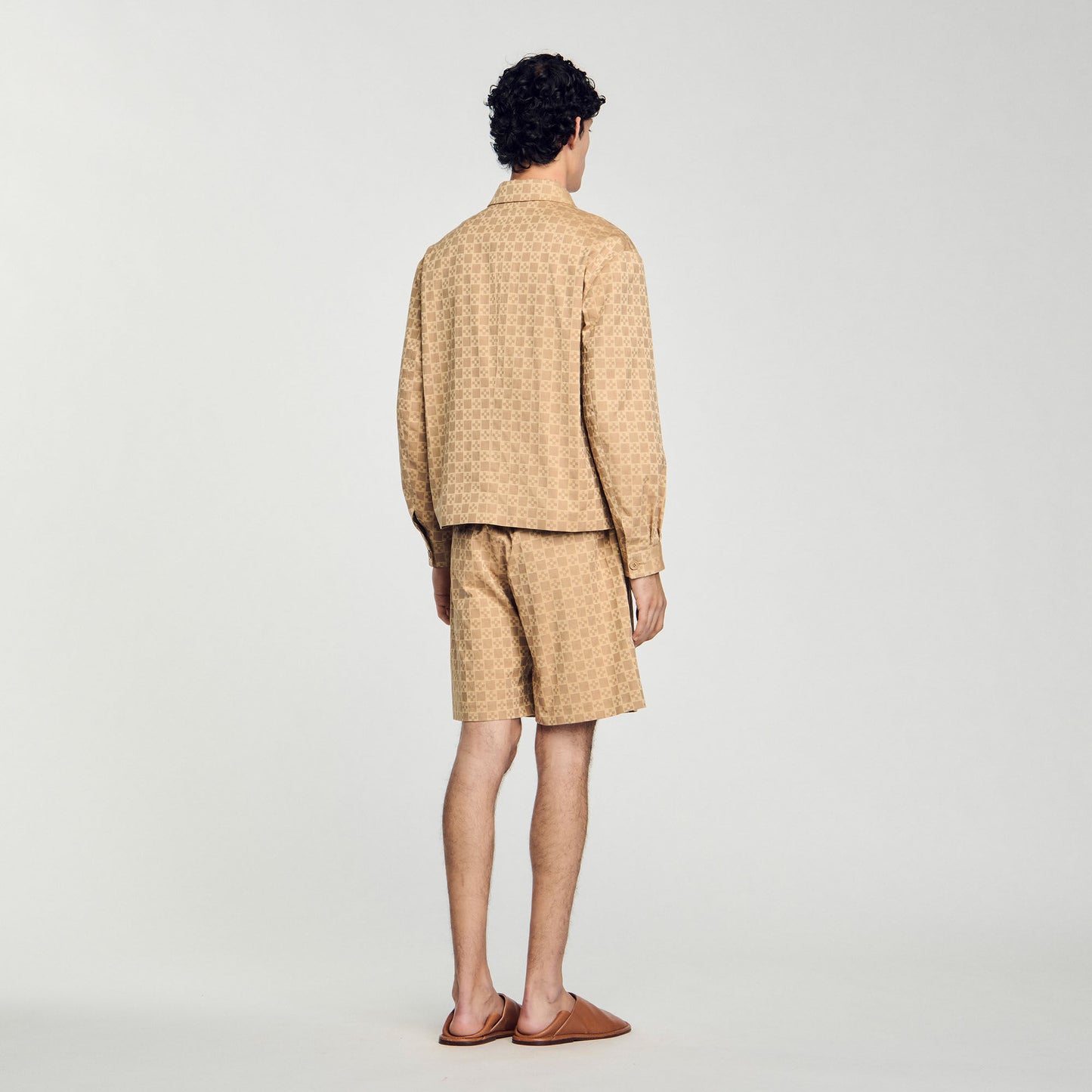 Cross Cotton Jacket Square Cross Zip-Up Jacket Sand