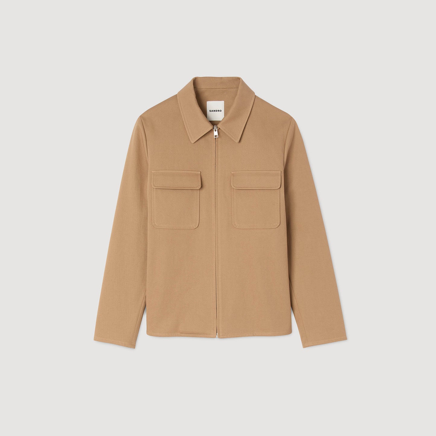Cotton Pocket Jacket Zip-Up Jacket Camel