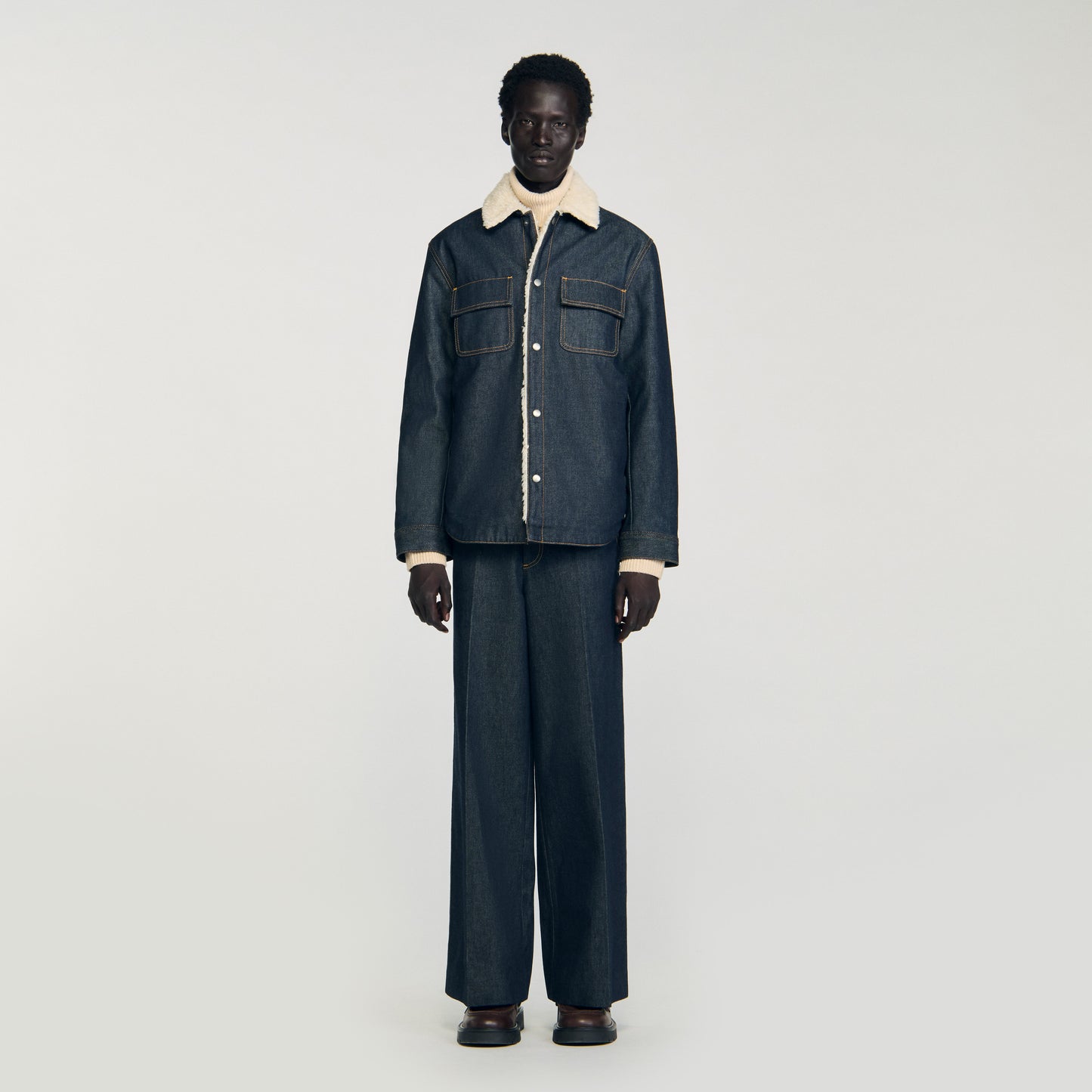 Denim Vintage Shearling Overshirt Denim Overshirt Raw-Denim