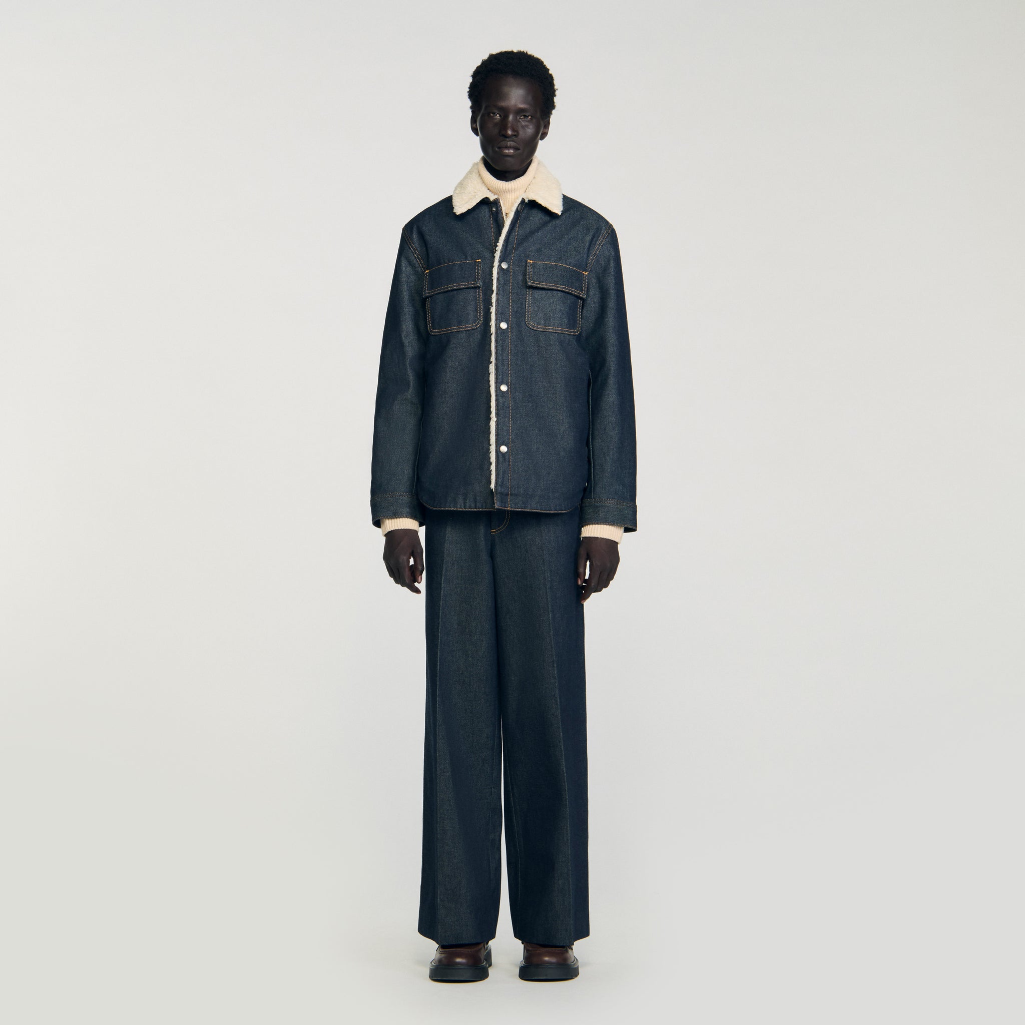 Denim Vintage Shearling Overshirt Denim Overshirt Raw-Denim
