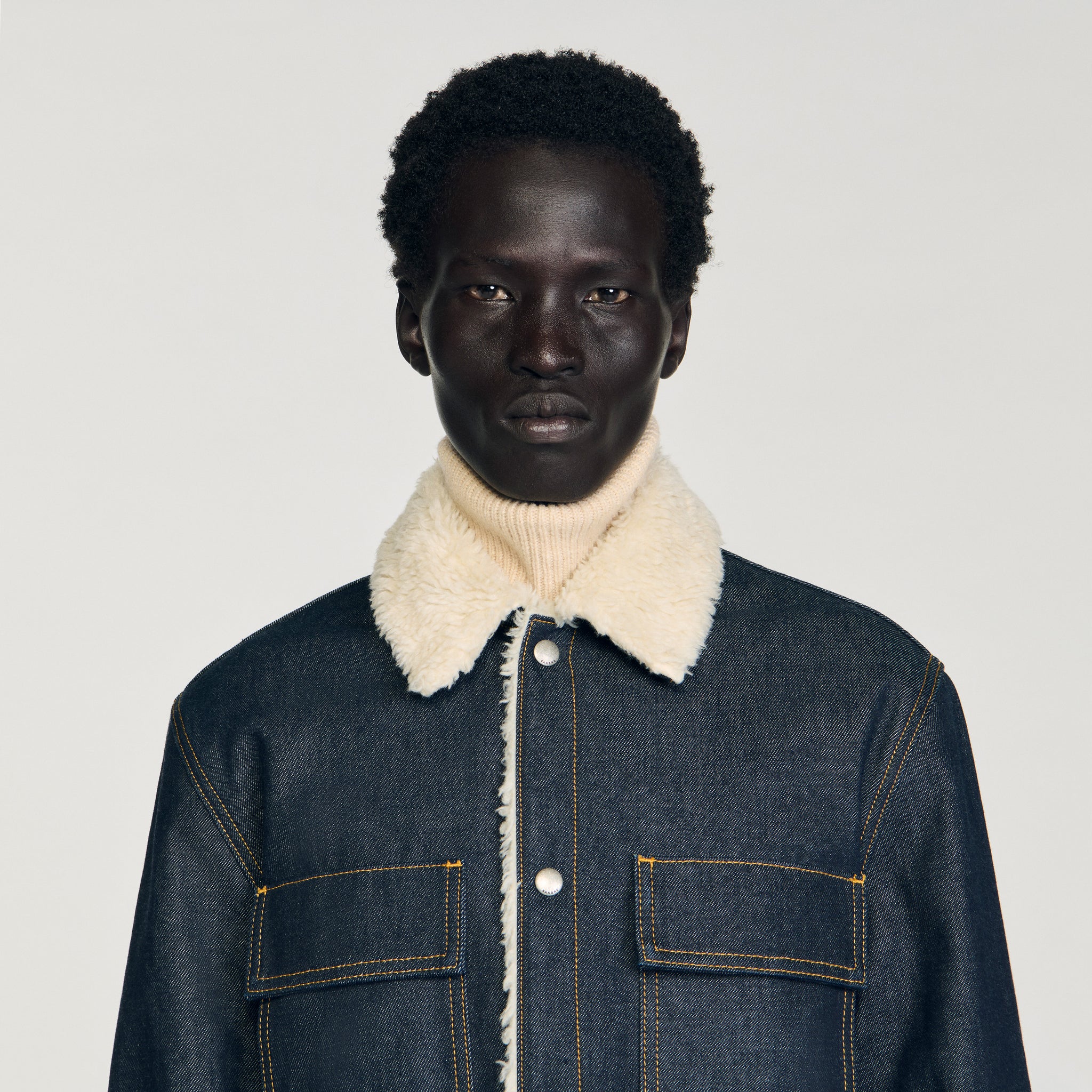 Denim Vintage Shearling Overshirt Denim Overshirt Raw-Denim