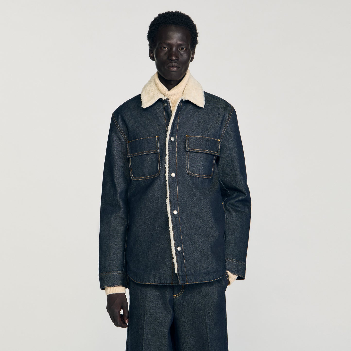 Denim Vintage Shearling Overshirt Denim Overshirt Raw-Denim