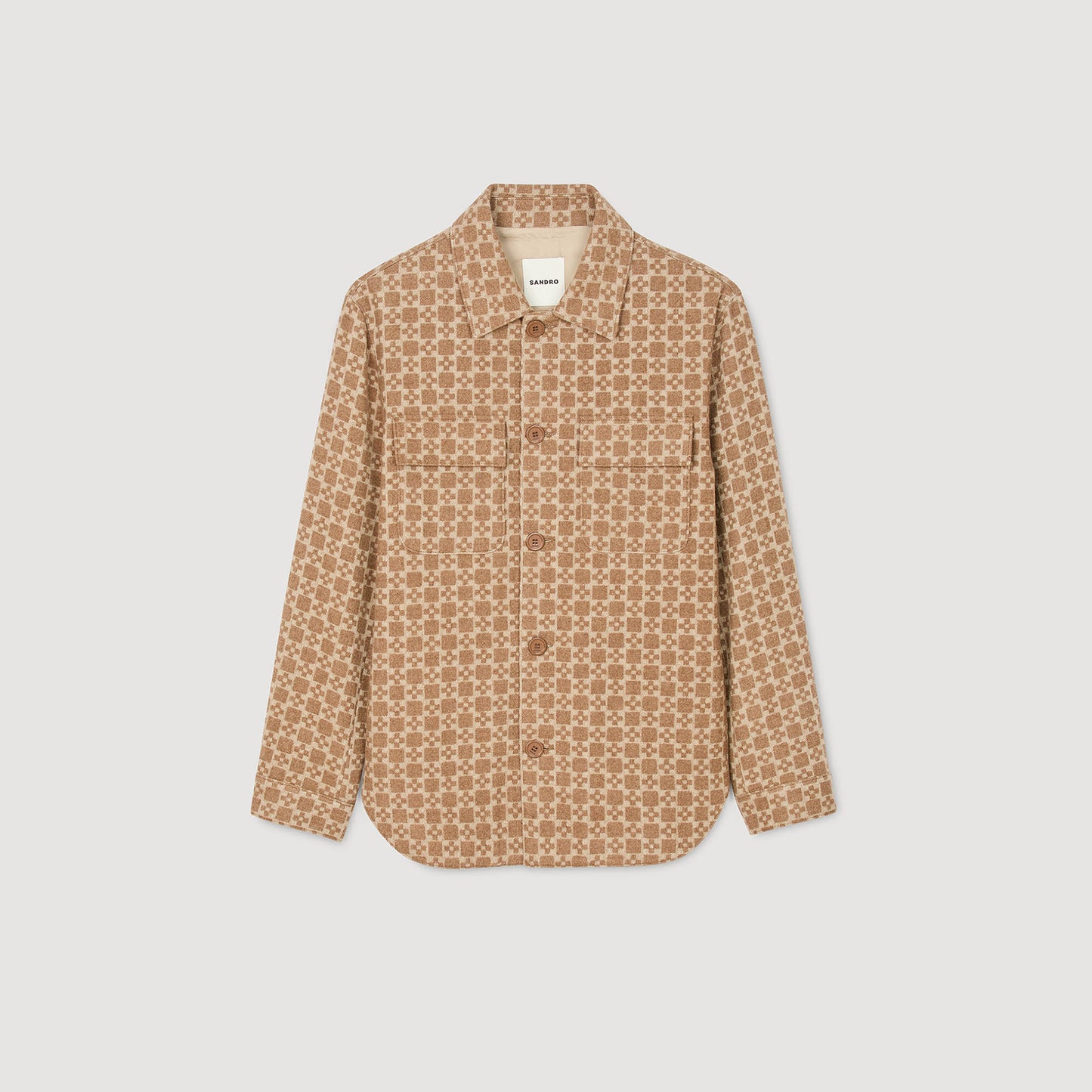 Cross Overshirt Square Cross Jacquard Overshirt Camel