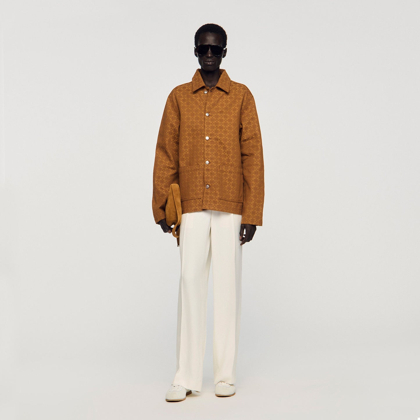 Worker Cross Square Cross Denim Jacket Camel
