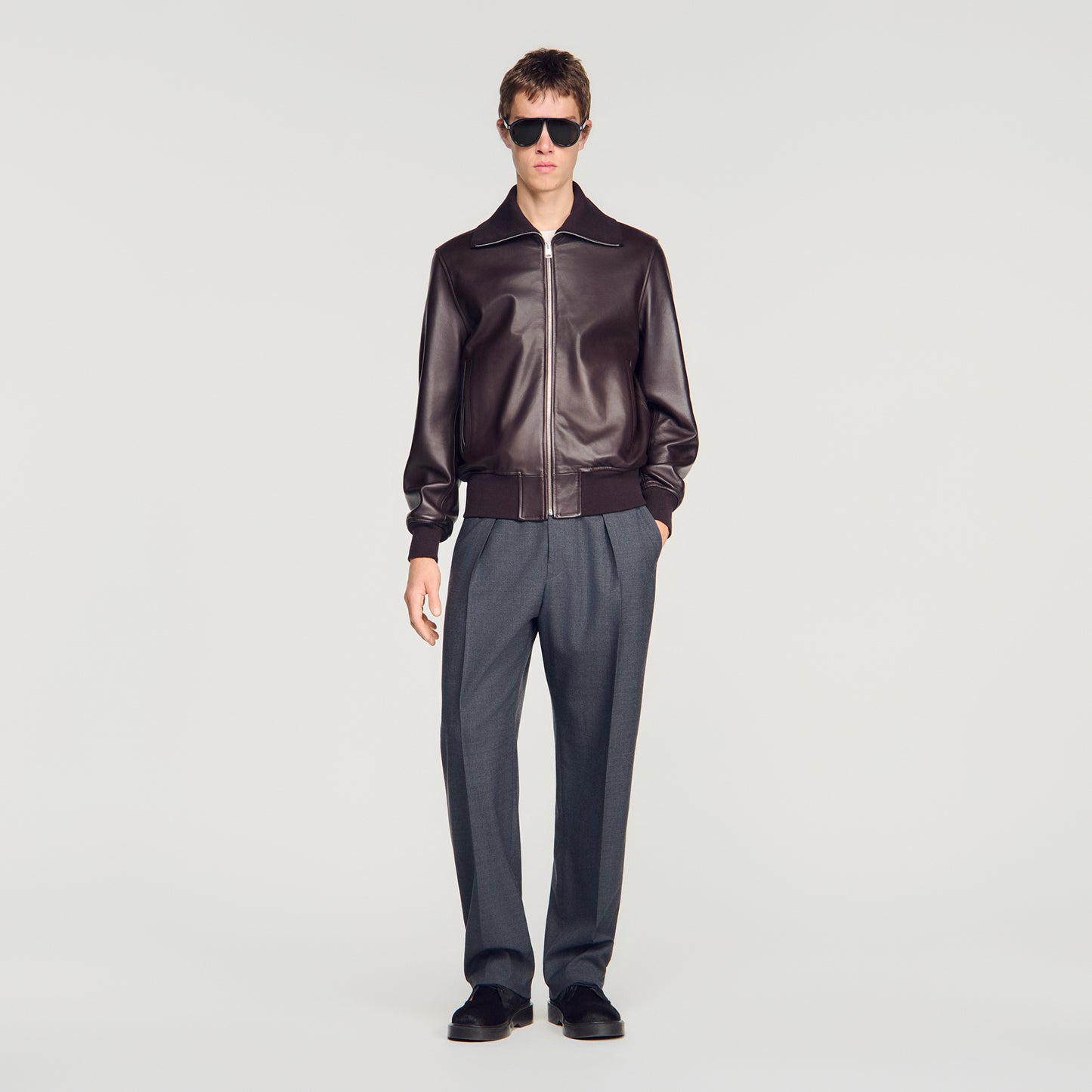 Harry Leather Jacket Zip-up leather jacket Chocolate