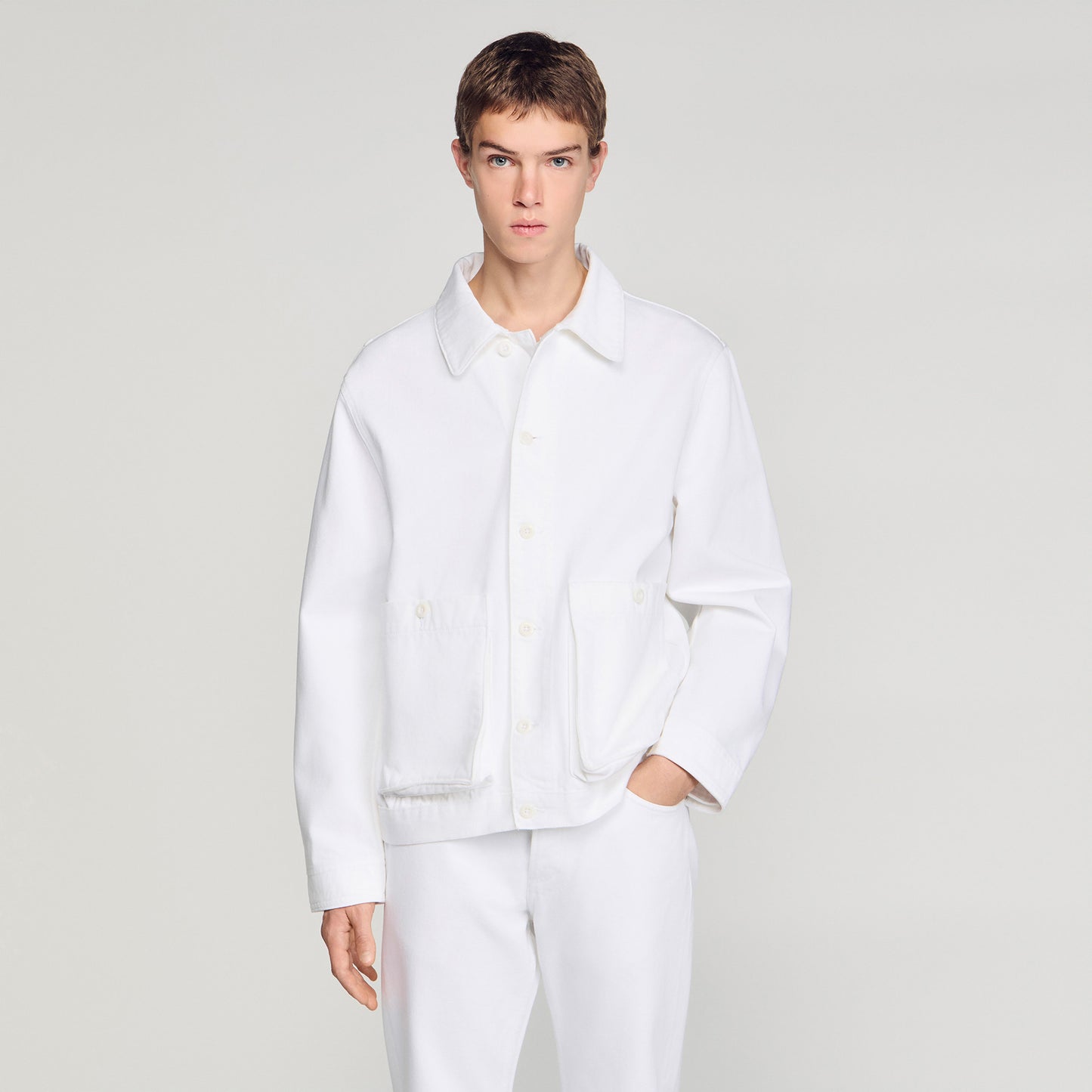 Worker Oversize White Denim Worker Jacket White