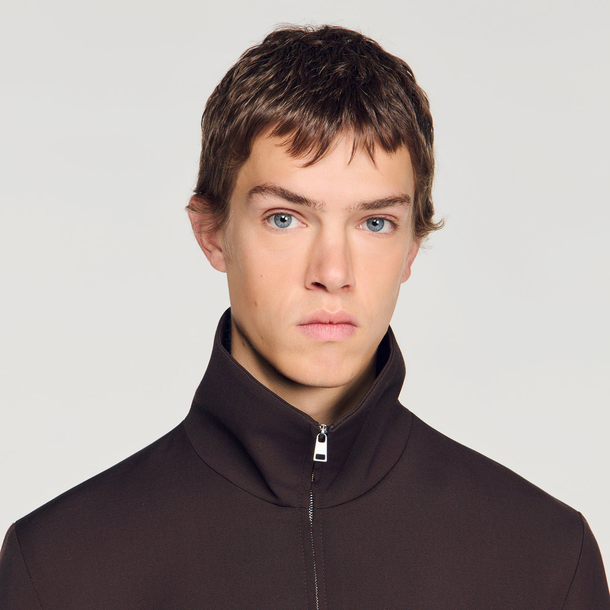 Wool Tracksuit Wool zip-up jacket Chocolate