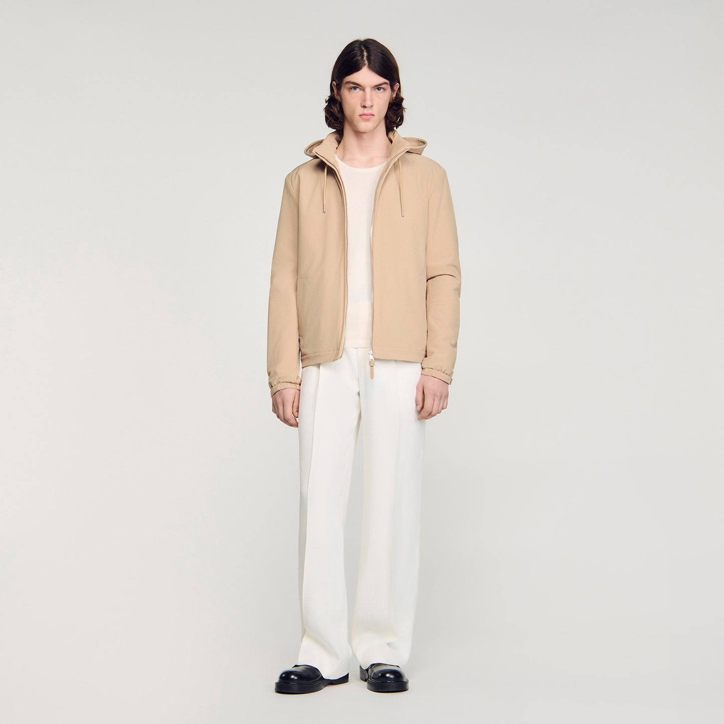 Orion Hooded Zip-Up Jacket Sand