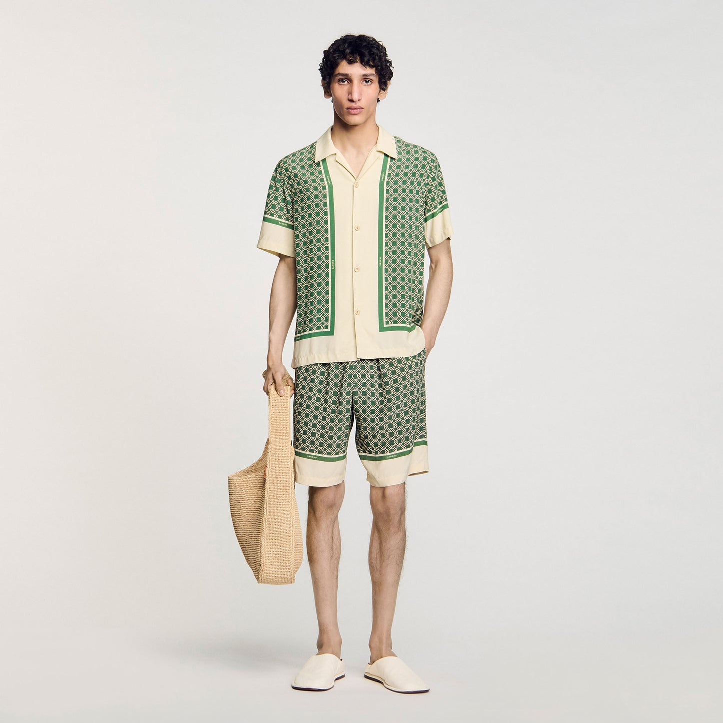 Short-Sleeved Patterned Shirt Super Green