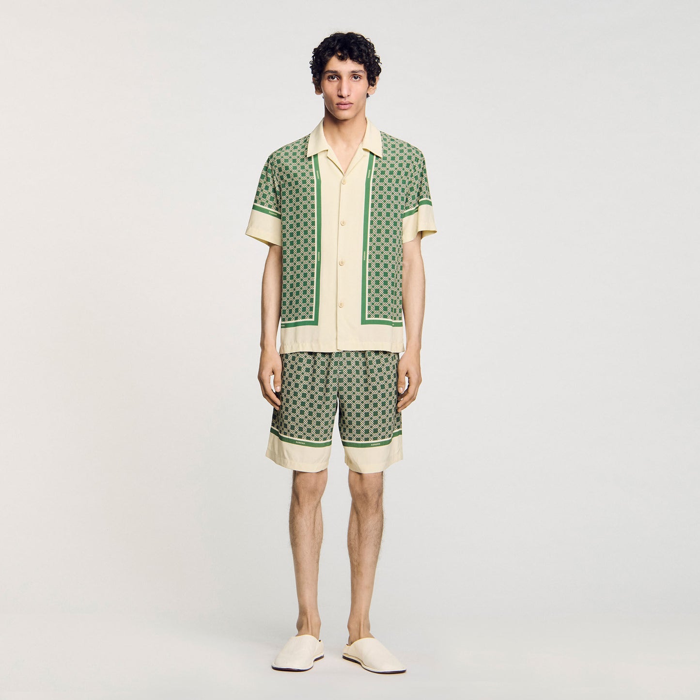 Short-Sleeved Patterned Shirt Super Green