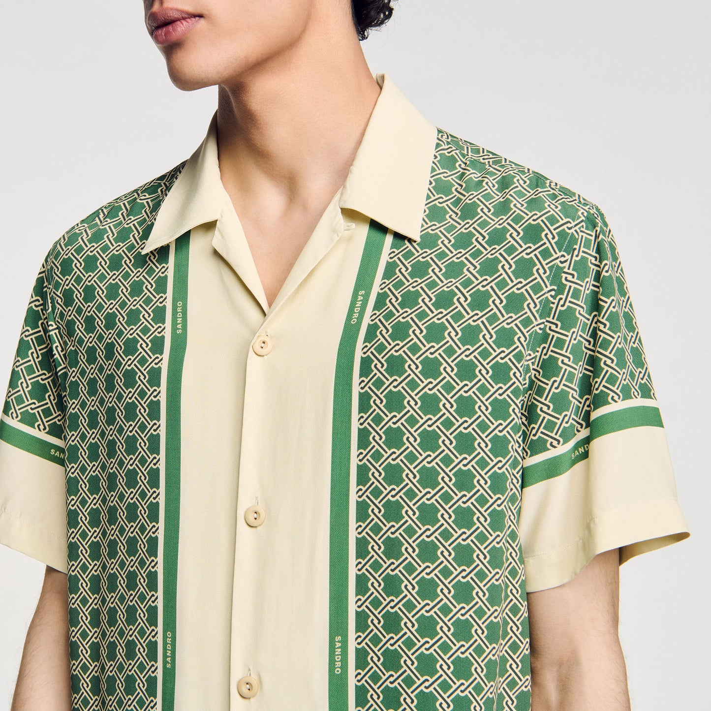Short-Sleeved Patterned Shirt Super Green