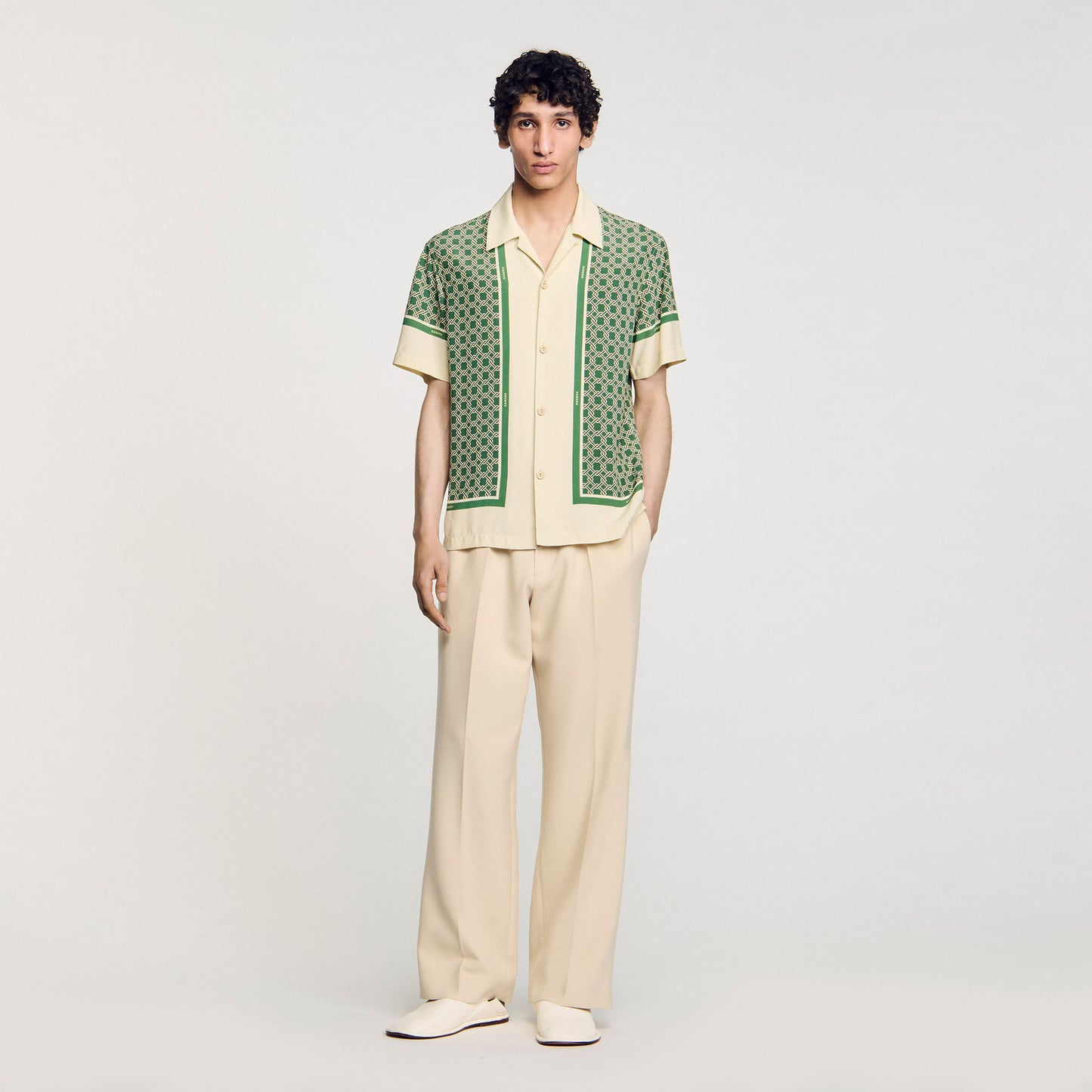 Short-Sleeved Patterned Shirt Super Green