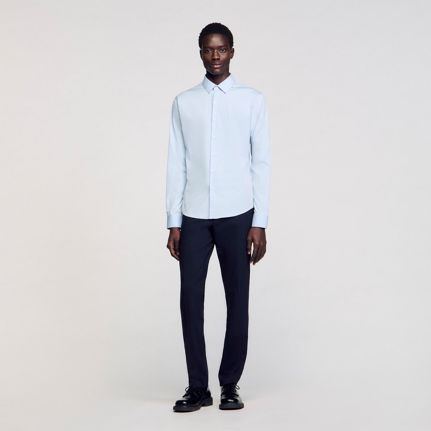 New Seamless Stretch Plain Shirt Blue Sky