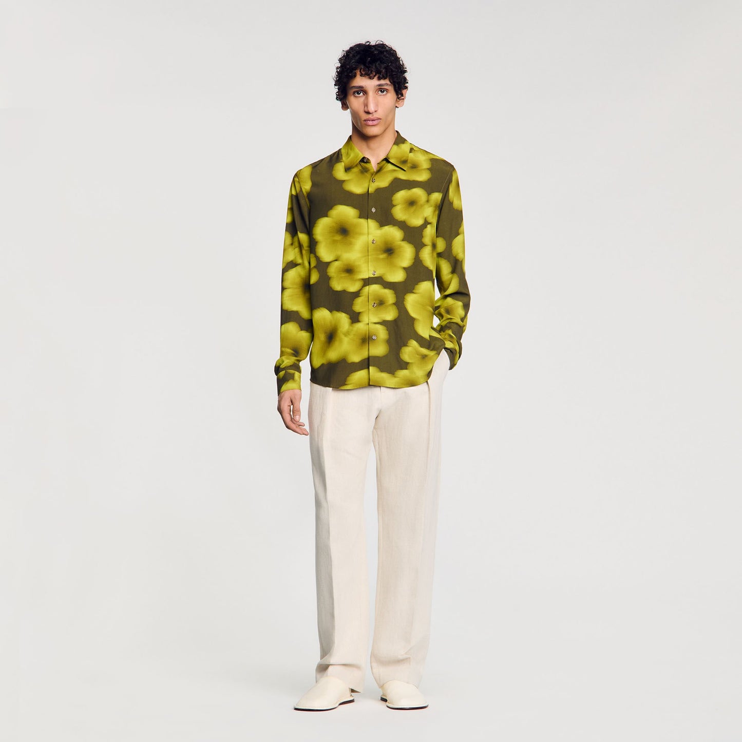 Hawaiian Flowers Shirt Ls Loose-Fit Floral Shirt Super Green